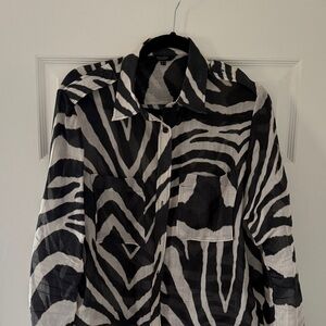 Zebra Print Button-Up Shirt